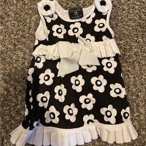 Mud Pie 12-18 Months Black and White Floral Baby Dress